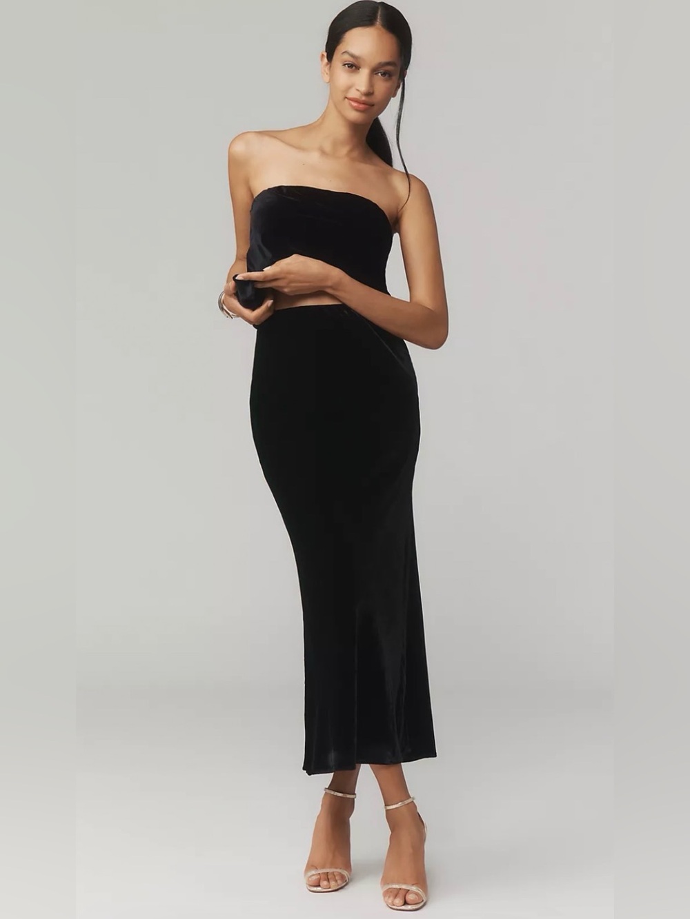 Anthropologie Tilda Maxi Slip Skirt: Velvet Edition Black